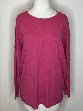 Chico's Pink Front Seam Rib Sleeve Pullover Sweater size 1 M NWT $109